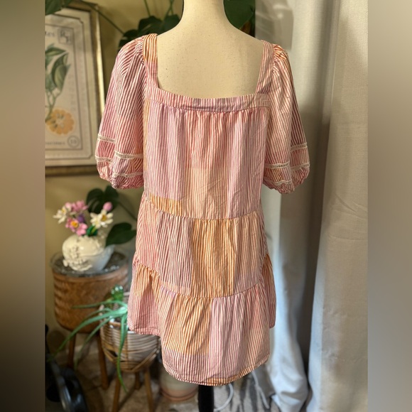 Anthropologie Pink & Orange Pastel Patterned Tunic - Picture 7 of 11